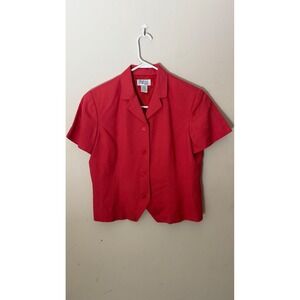 Style & Co. Collection Petite Red Linen Short Sleeve Blazer Jacket 12P